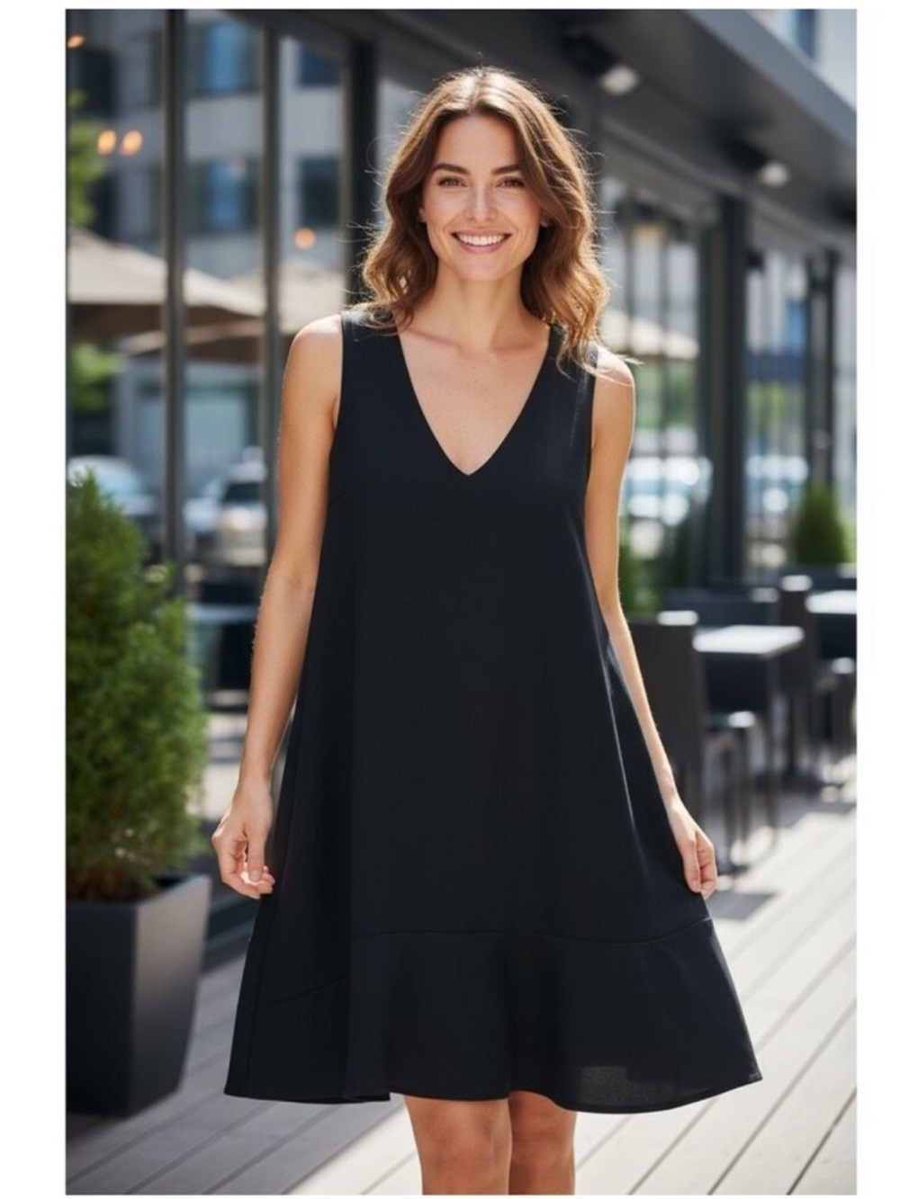 HATCH Maternity The Luncheon V Neck Ponte Mini Dress Black Size 2/M